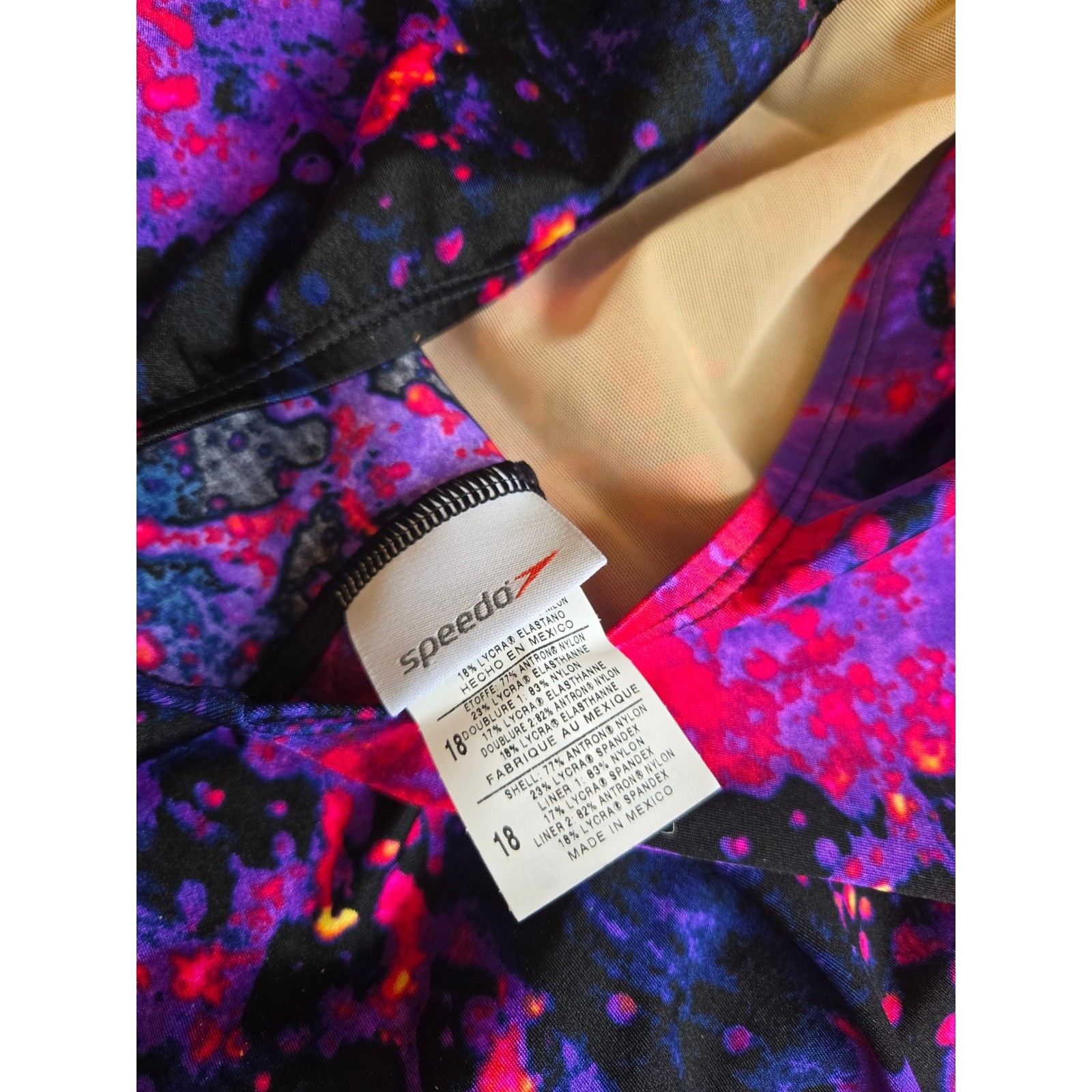 Speedo Women’s One Piece Swimsuit Size 18 Lycra Fitness Splash Print NWT