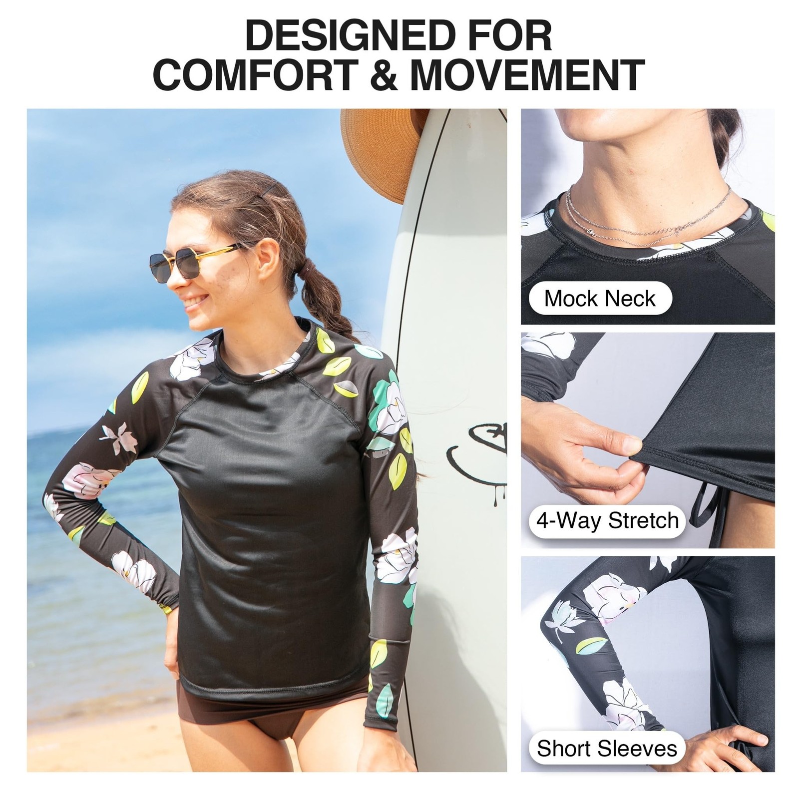 Kanu Surf Women’s Keri Long-Sleeve UPF 50+ Rashguard X-Large Darren Black