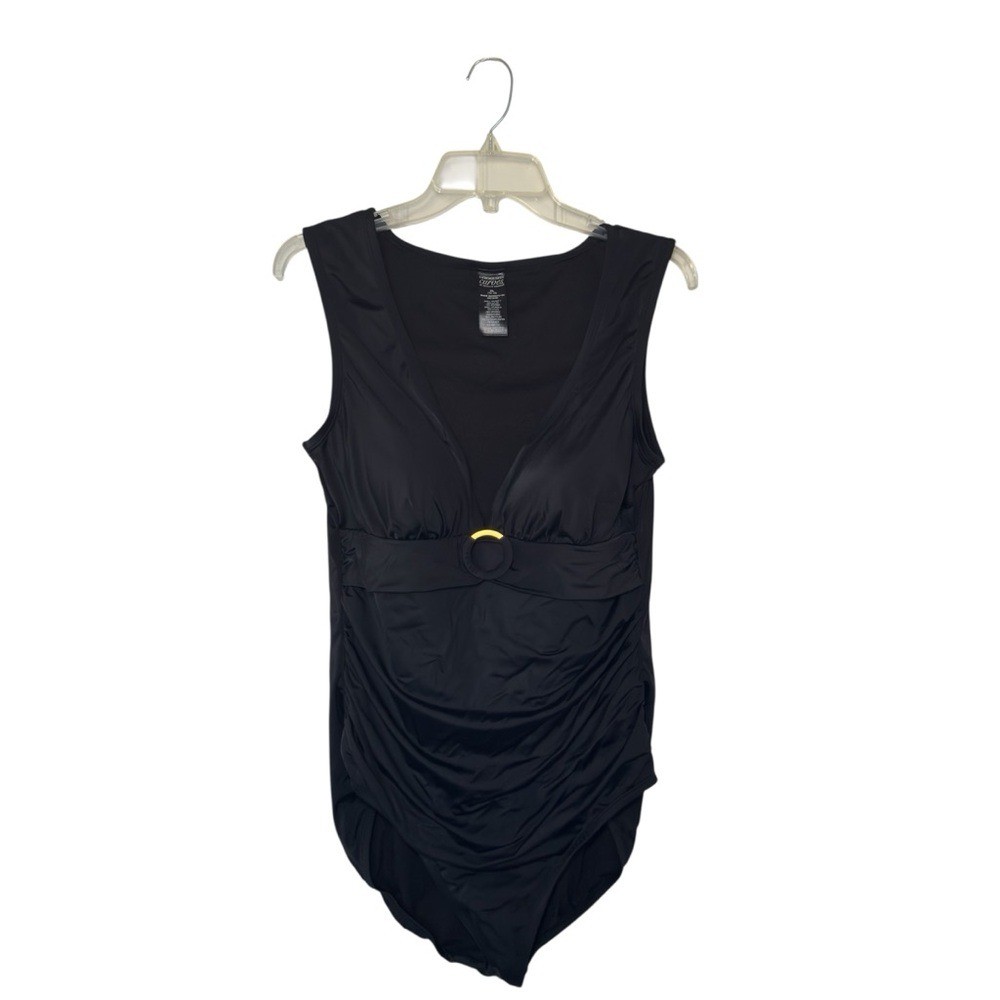 Embrace Your Curves Miraclesuit Brand XL Black Amelia O Ring 1 Piece Swimsuit