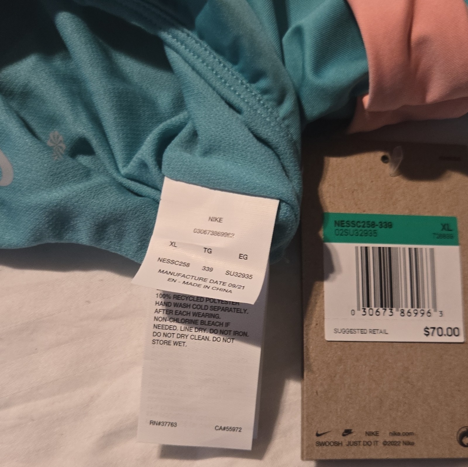 Nike Women’s XL Cut-Out One Piece Competitive Swimwear 100% Recycled Polyester