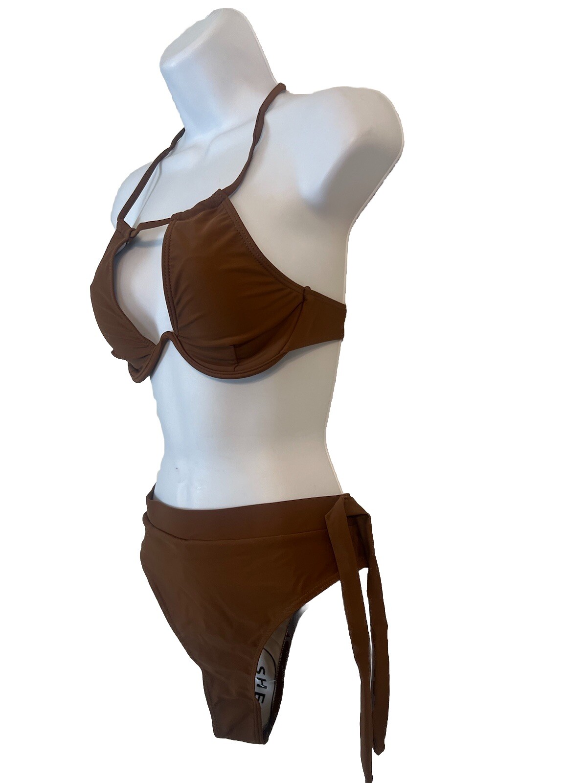 Women’s Brown Shein Underwire 2 Piece Stretch Swimwear. Size S. Panty and Bra