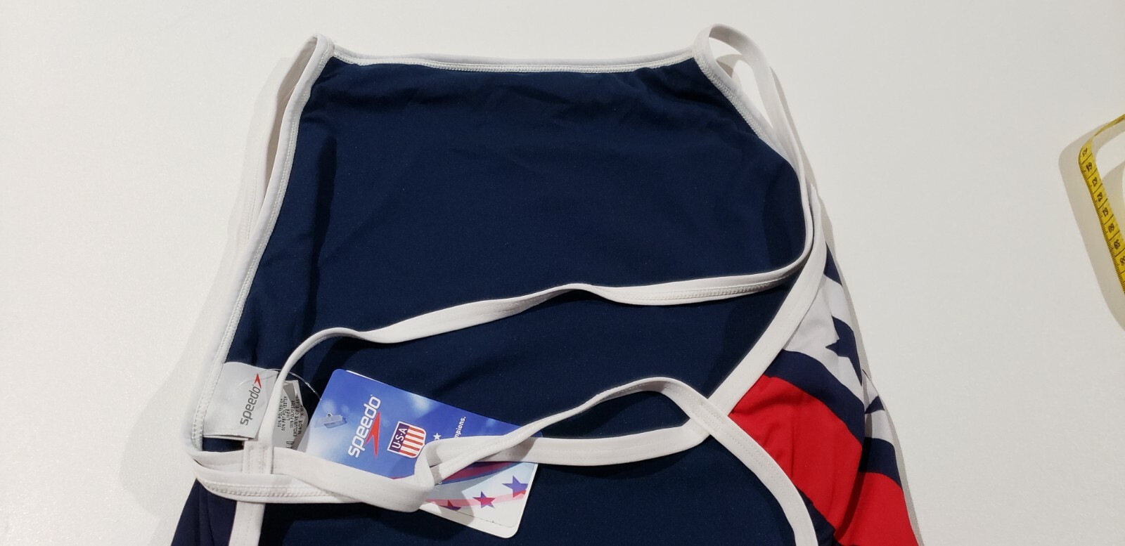 Speedo Women’s Endurance+ Thin Strap Crossback One Piece Swimsuit USA Flag 14/40