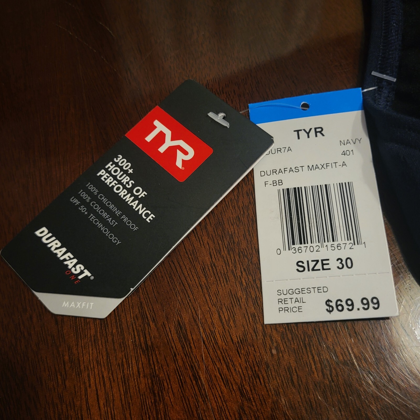TYR Women’s Size 30 Durafast Maxback Maxfit Navy Blue Swimsuit NWT $70 Swim Suit