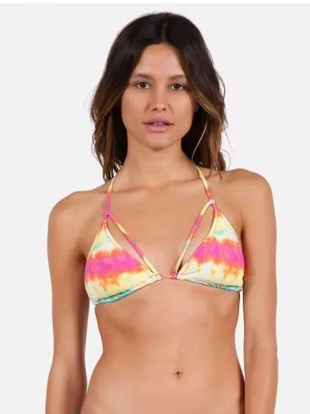 NWT WOMENS VOLCOM SUN TRIPP TRIANGLE SWIMSUIT TOP $38 S scream magenta