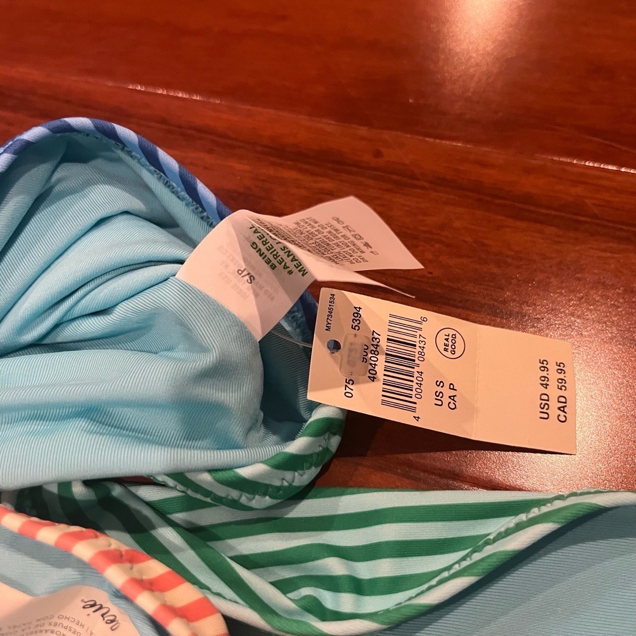 Aerie Green Swimsuit One-Piece Multi Cheekiest Colorblock Low Back New Sz Small