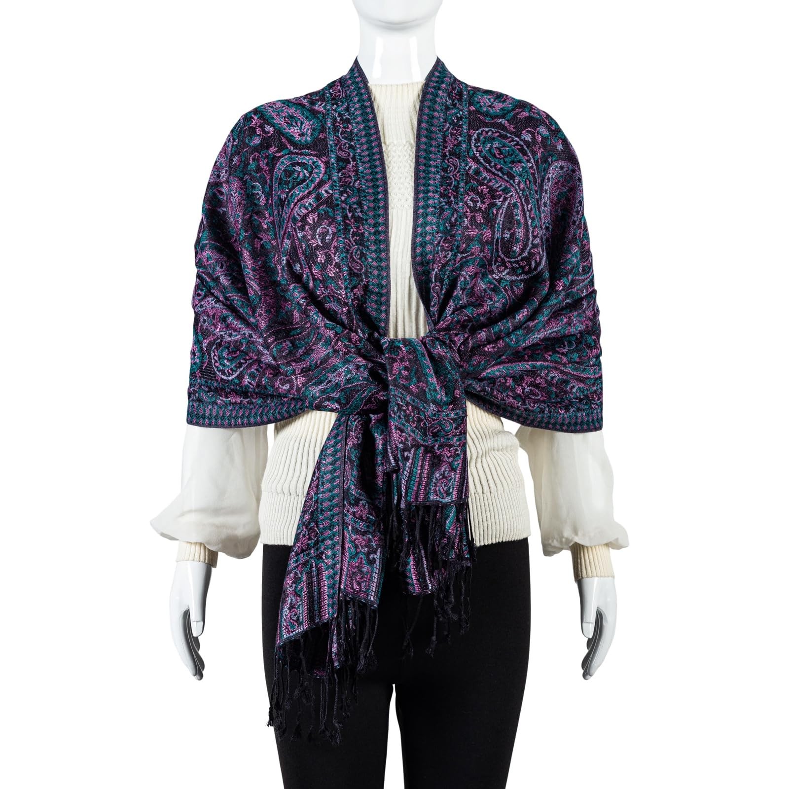 AUSEKALY Pashmina Feel Shawls Wraps for Women Rave Scarf Soft Silky Reversible M