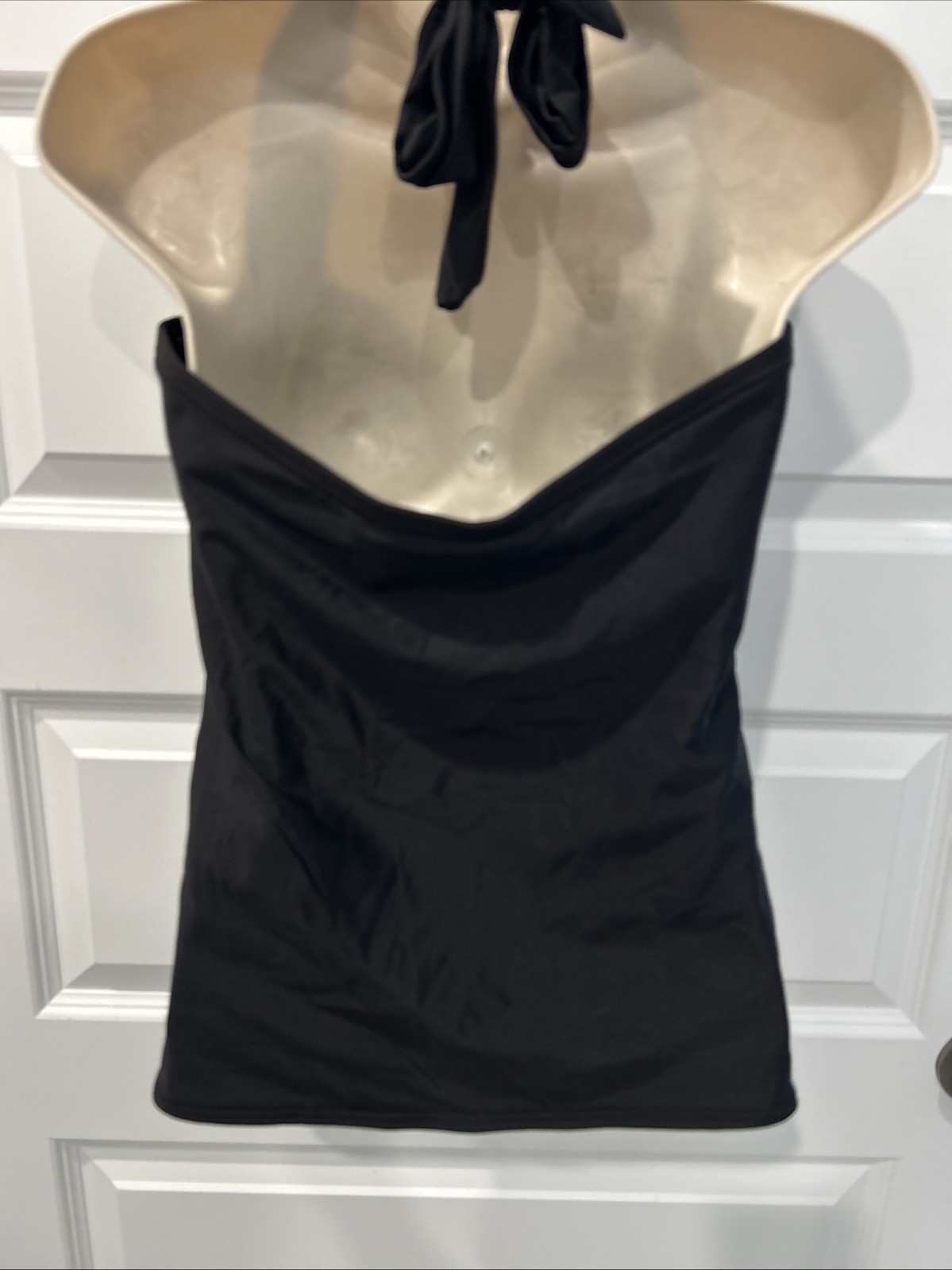 NEW Magic Suit Black Halter Swim Top Built in Bra Swimsuit Sz 10 Ruched Sides