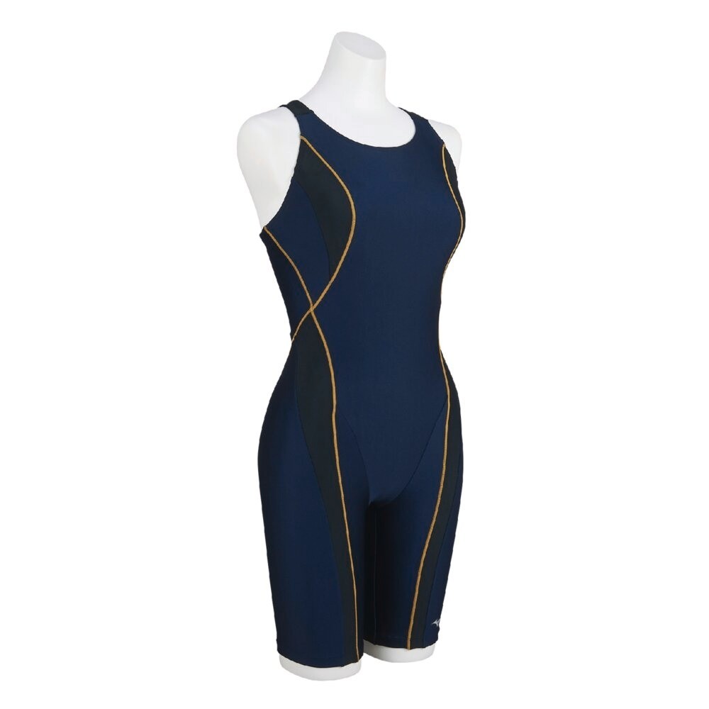 Mizuno Women’s Stroke ONE Swim Fitness All-in-One Suit N2JGC33085 Navy/Gold 2025
