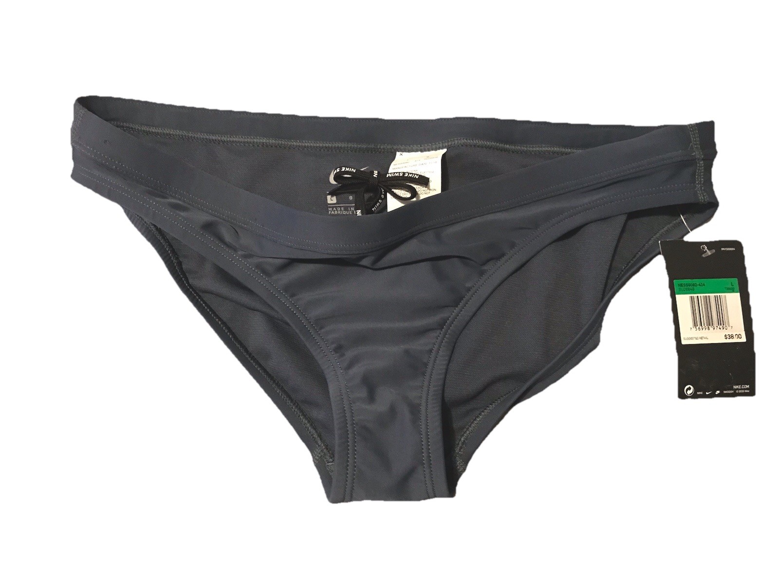 NWT! Nike Athletic Bikini Swim Bottom Metallic blue SZ L 💕