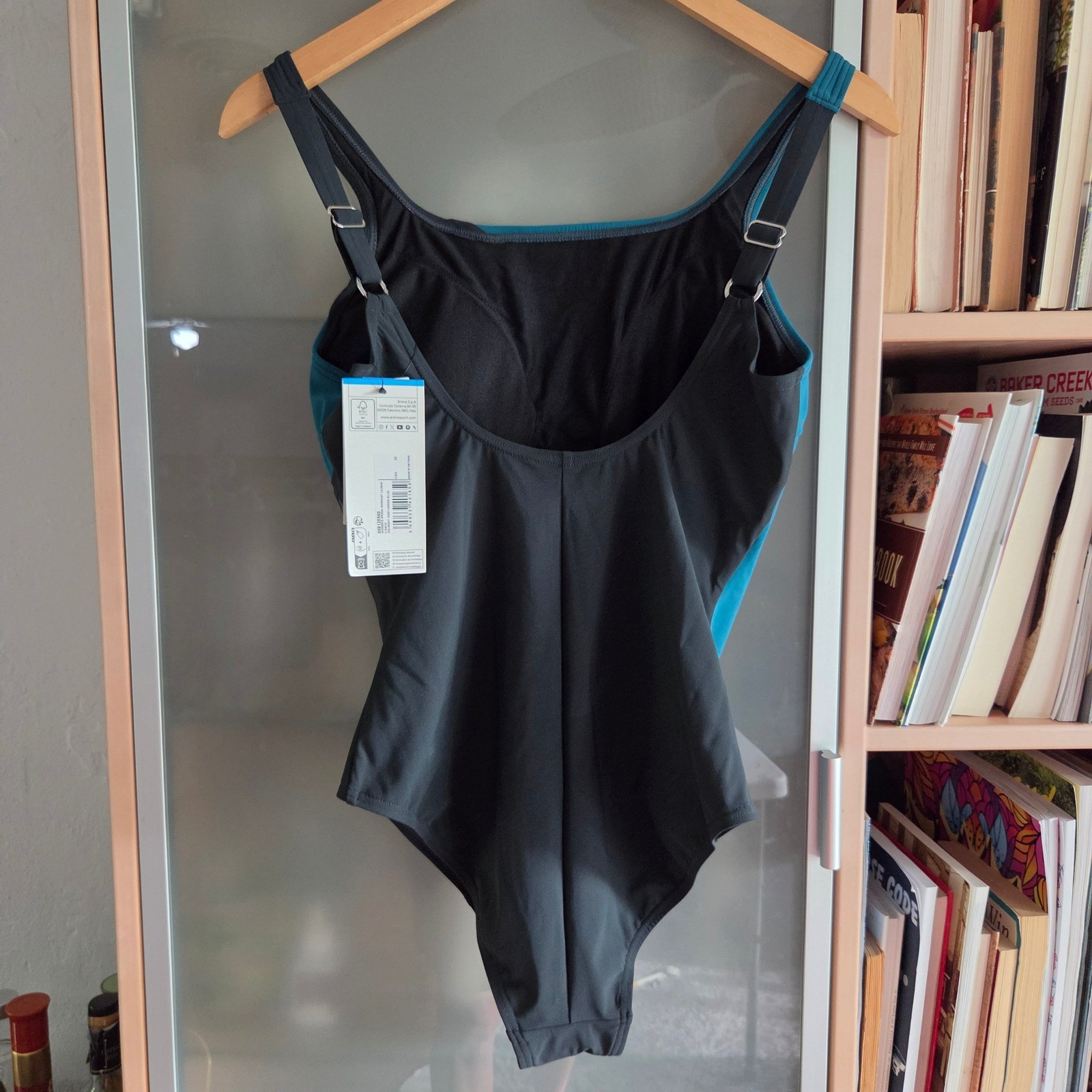Arena Womens Teal Grey Colorblock One Piece Swimsuit Adjustable Straps 38/12 NWT