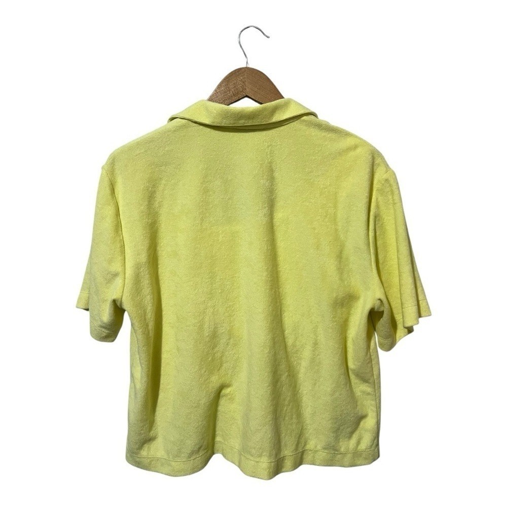 ZARA Pale Yellow Terry Shirt Set Size Small/Medium Cover Up Snaps Swim Beach