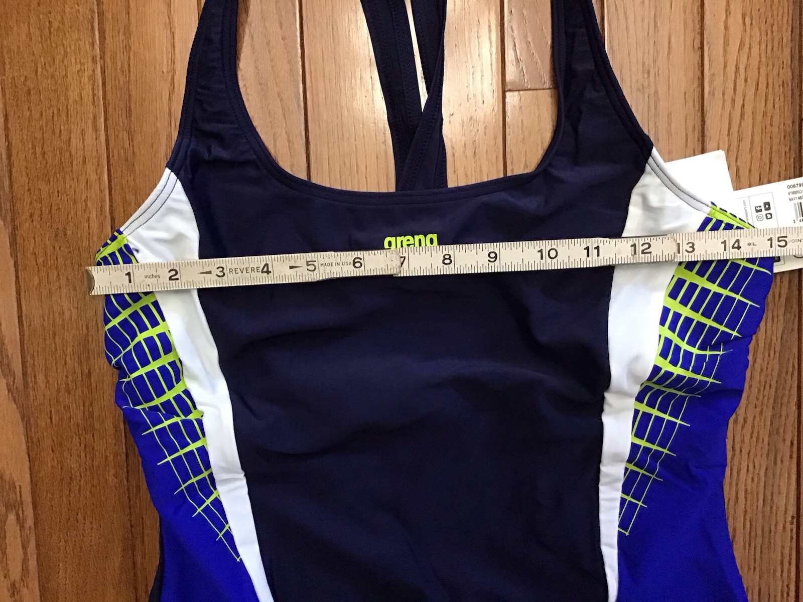 New Arena Size 16W-18W Womens Swimsuit 3Fold, V- Back, Navy Neon Blue (C41-10)
