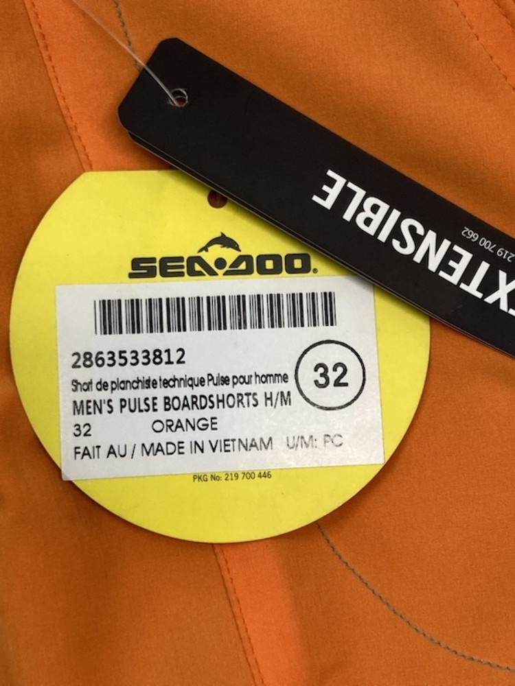BRP 2863533812 SEA-DOO Mens Pulse Boardshorts ORANGE Size 32 New Genuine