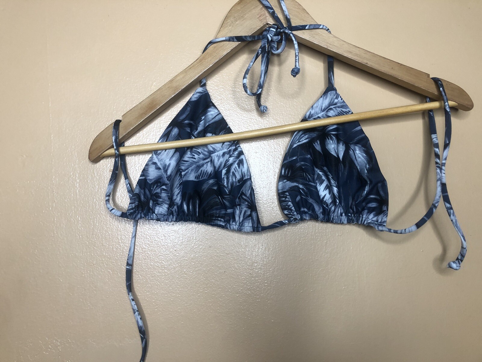 Women Girls Swimsuit Bikini Top Black Floral Print