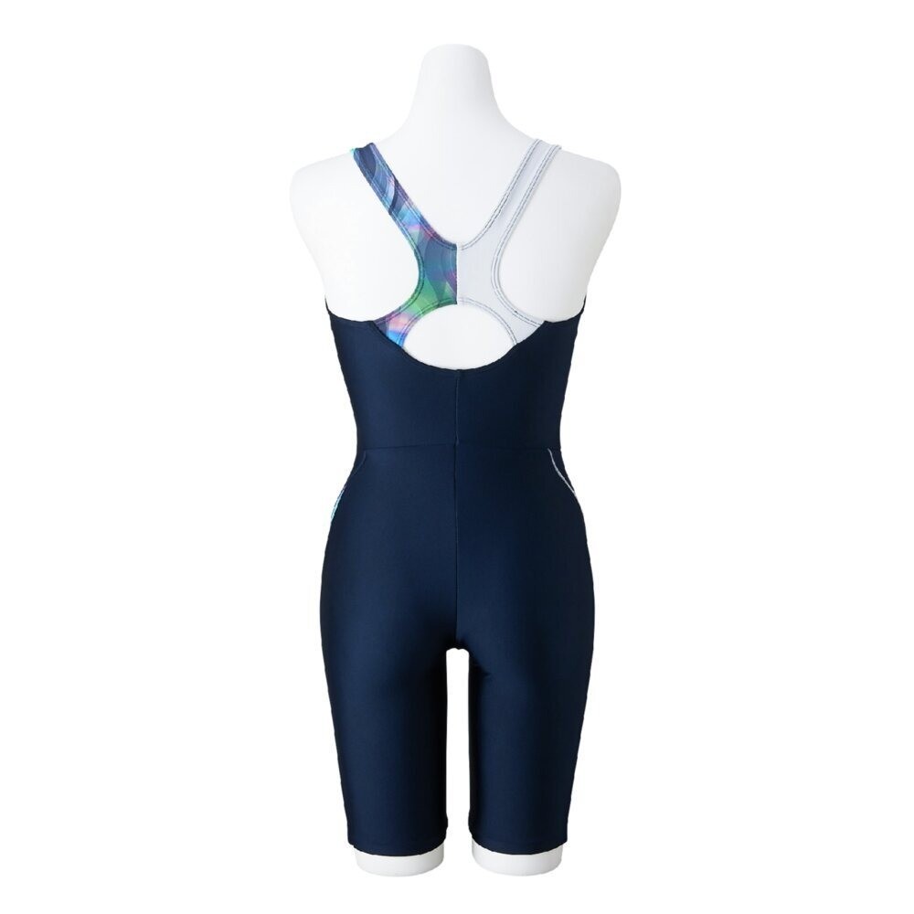 Mizuno Women’s Swim Fitness All-in-One Swimsuit Back Strap Color Cocktail NV/BK