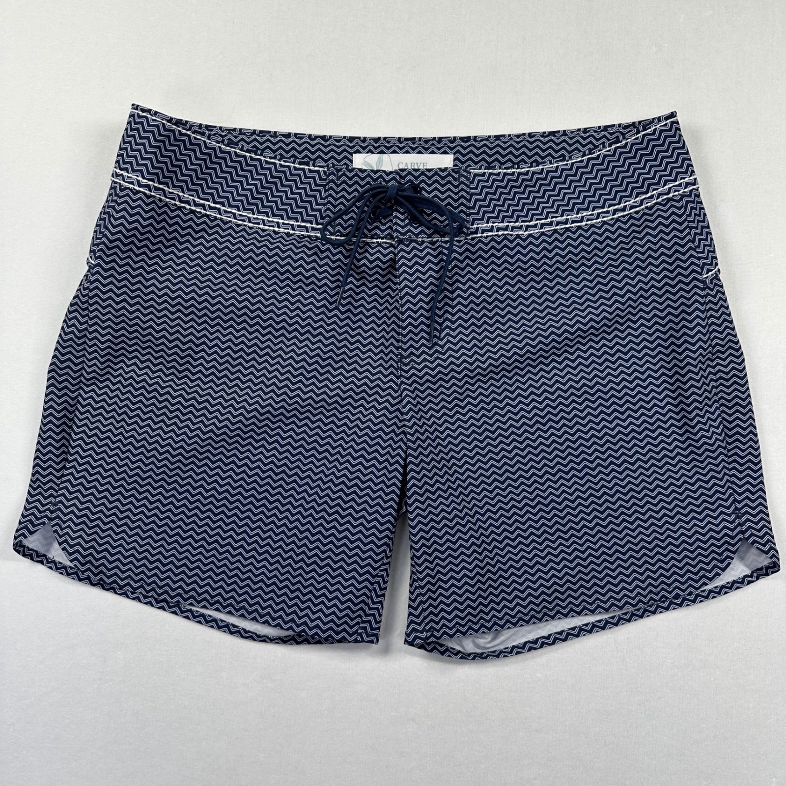 New Carve Designs Paddle Board Swim Shorts 4 Navy Blue Chevron Zig Zag Coastal