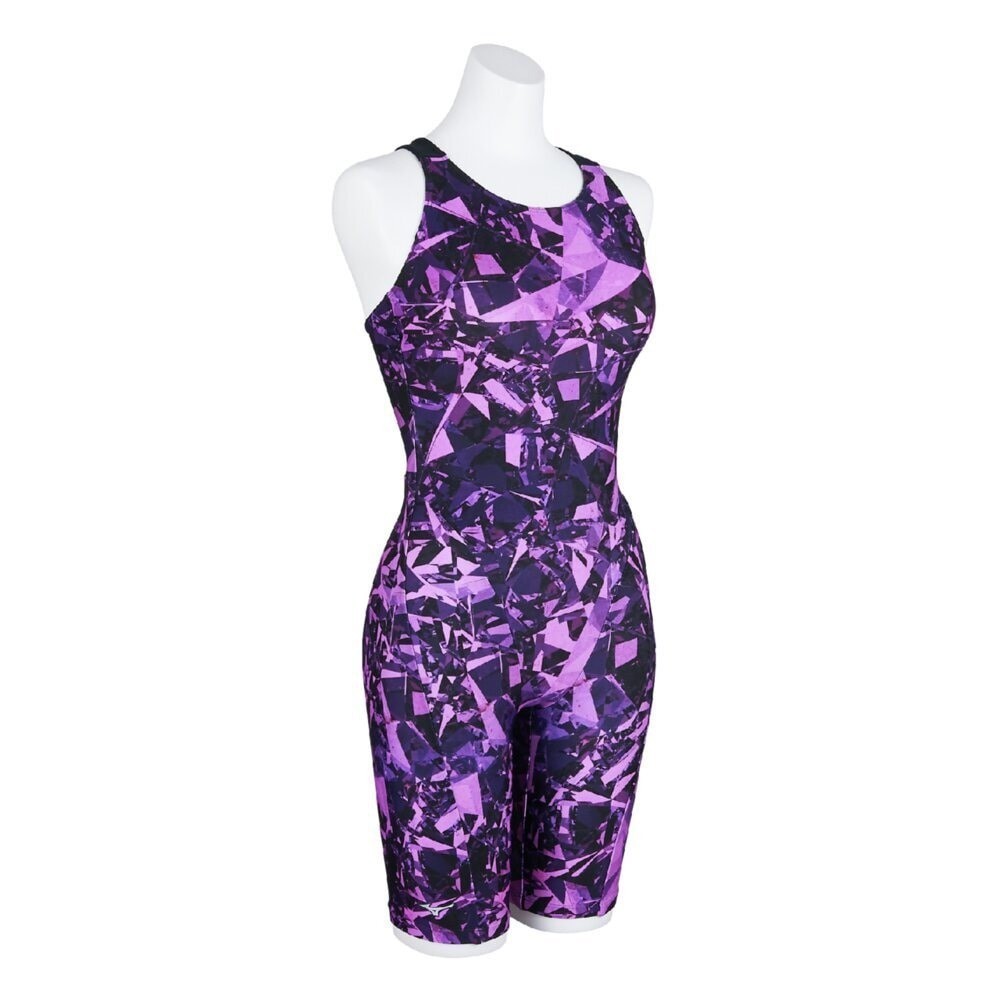 Mizuno Women’s Swim Fitness All-in-One Swimsuit Graphic Pattern Purple 2025SS