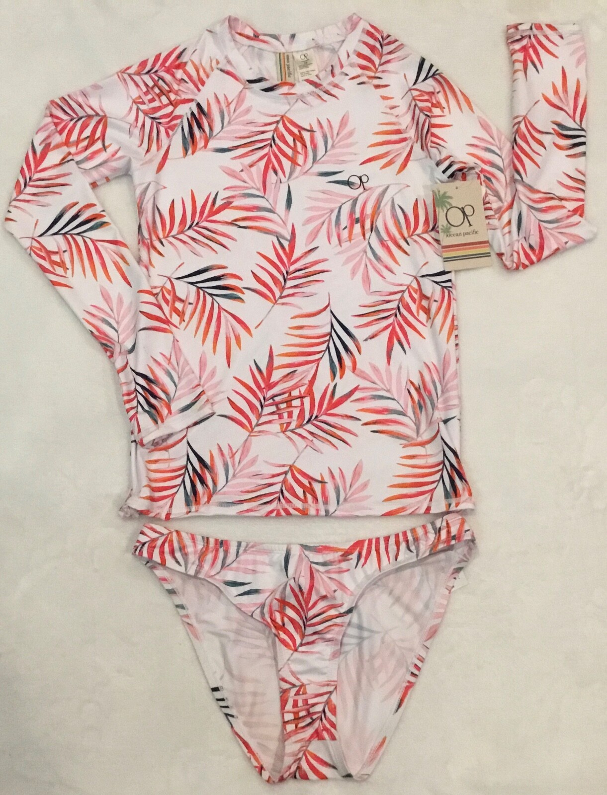 OP – Ocean Pacific Tropical Print Split 2 Piece Women’s Swimwear, Medium, NEW