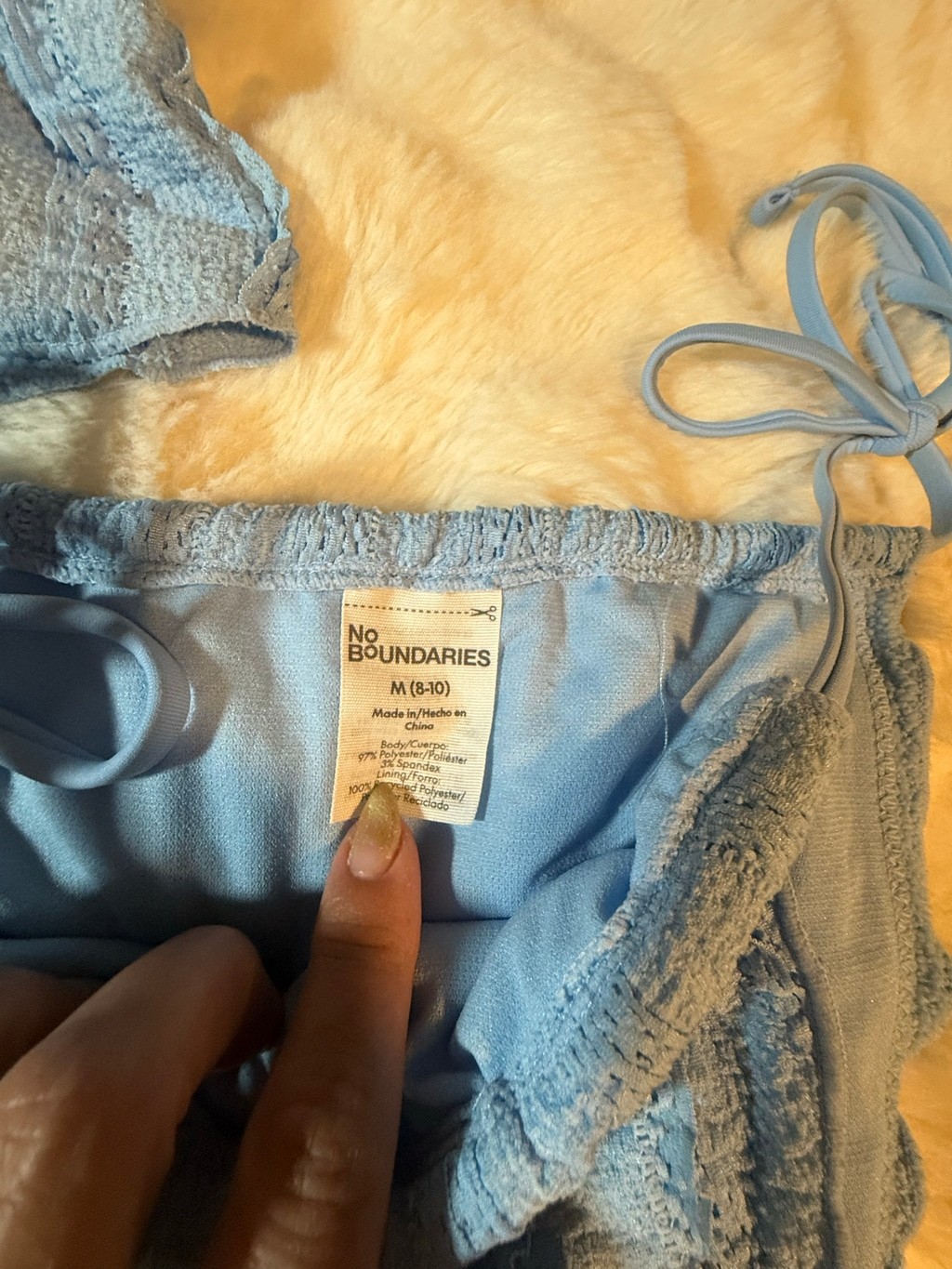 Preowned, Women’s No Boundaries light blue Tankini, Top- L, Bottom-M
