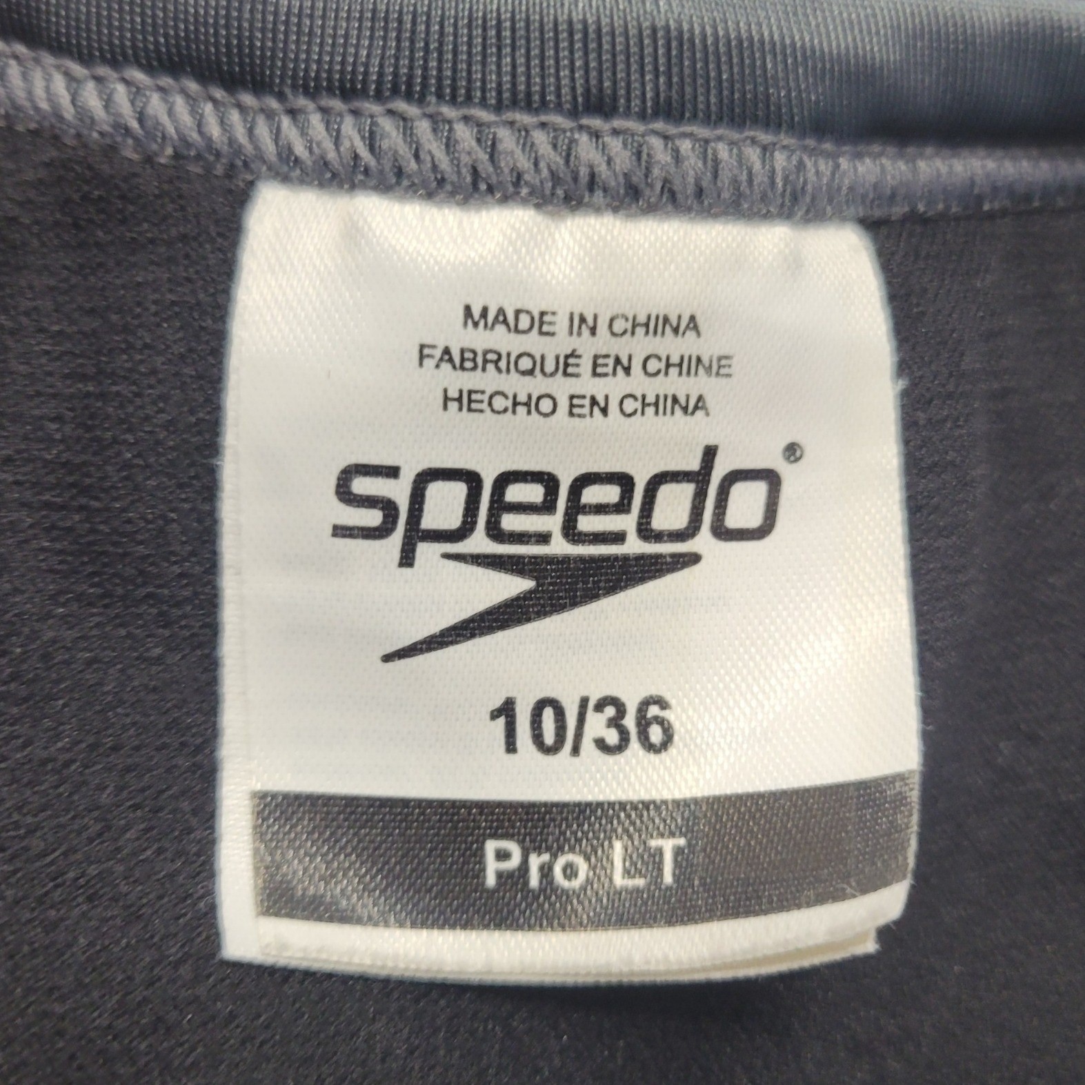 Speedo Pro LT One piece Swimsuit 10/36 Black Grey Colorblock Crossback C670