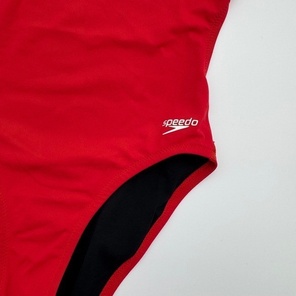 Speedo Endurance Lite Red One Piece Swimsuit Cross Back Competitive Swim Size 28