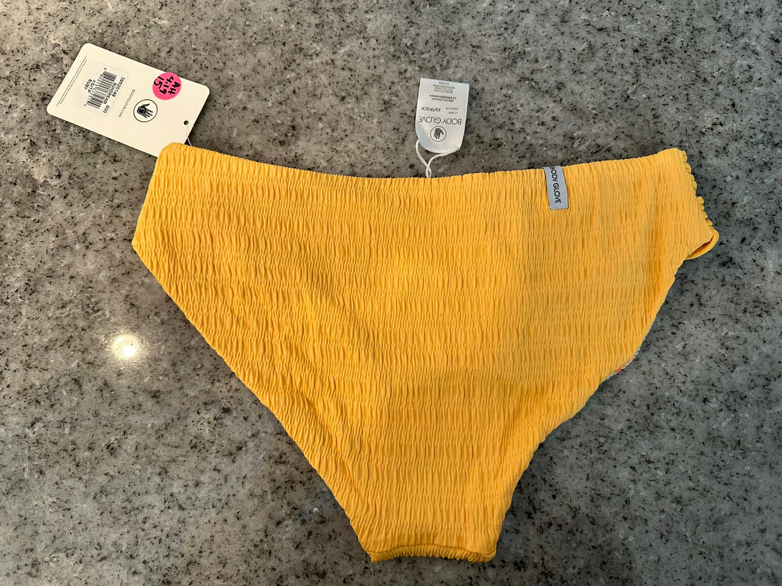 Body Glove XS Sundream Ruby Bikini Bottom Reversible Yellow Flower New with Tags