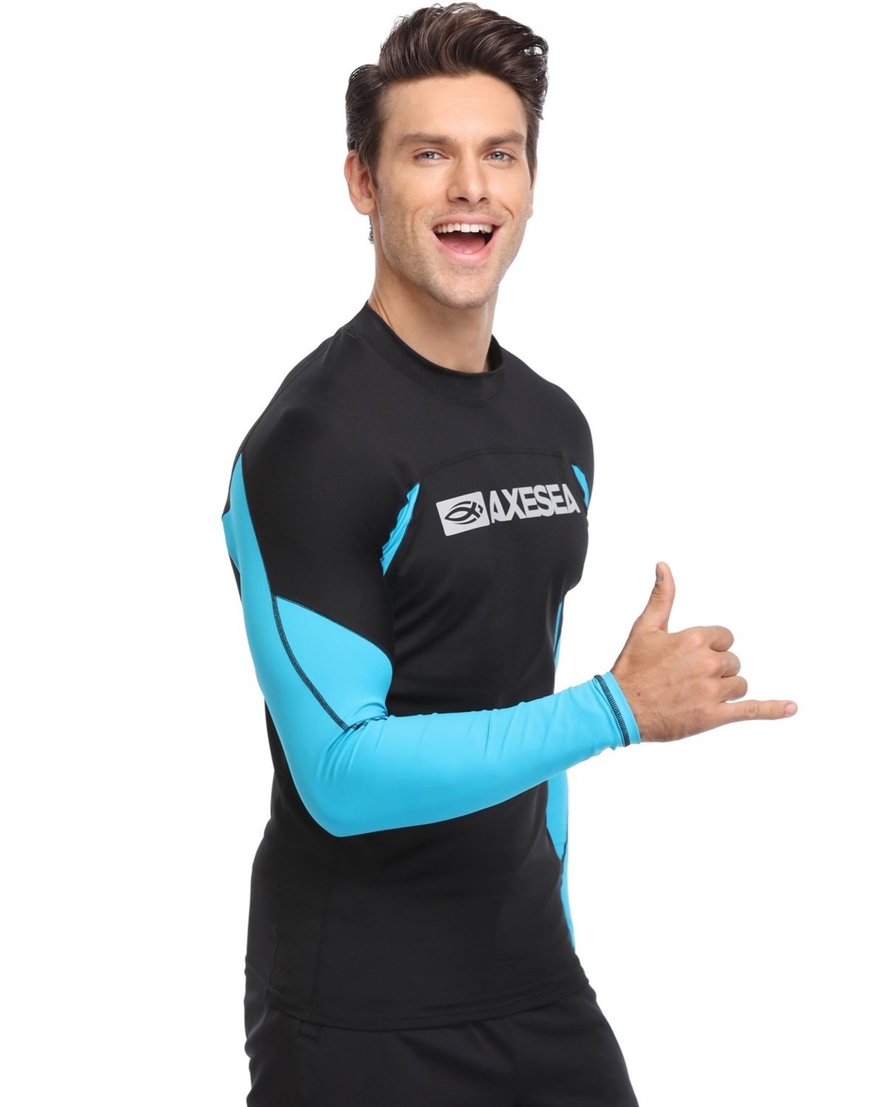 AXESEA Men Long Sleeve Rash Guard Quick-Dry UPF 50+ Lightweight Swimsuit Swim…