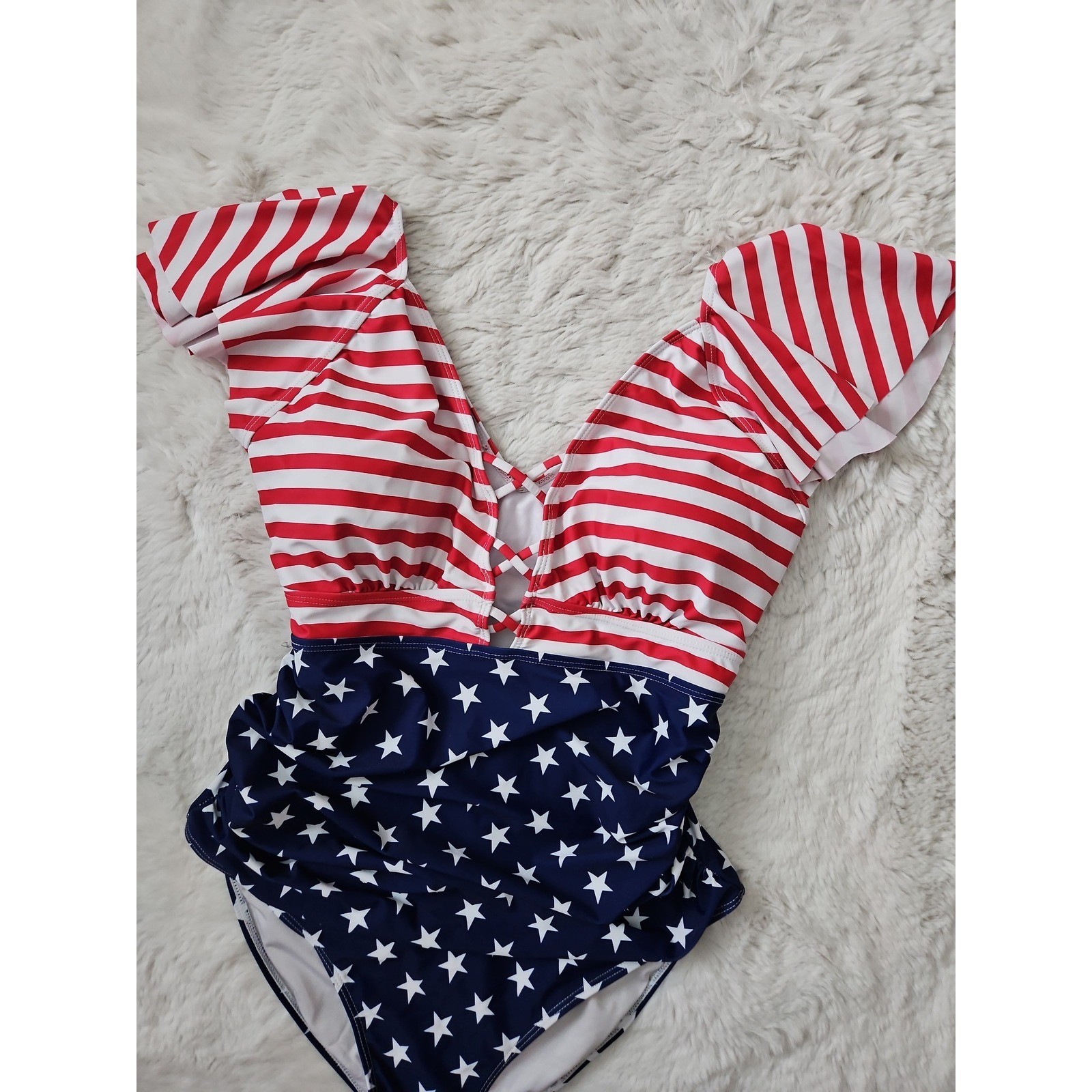 American Flag Patriotic One-Piece Swimsuit XXL