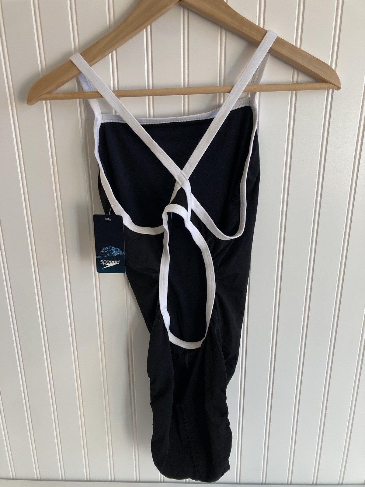 NWT Speedo Women’s Swimsuit One Piece Endurance+ Flyback Black White 10/36 12/38