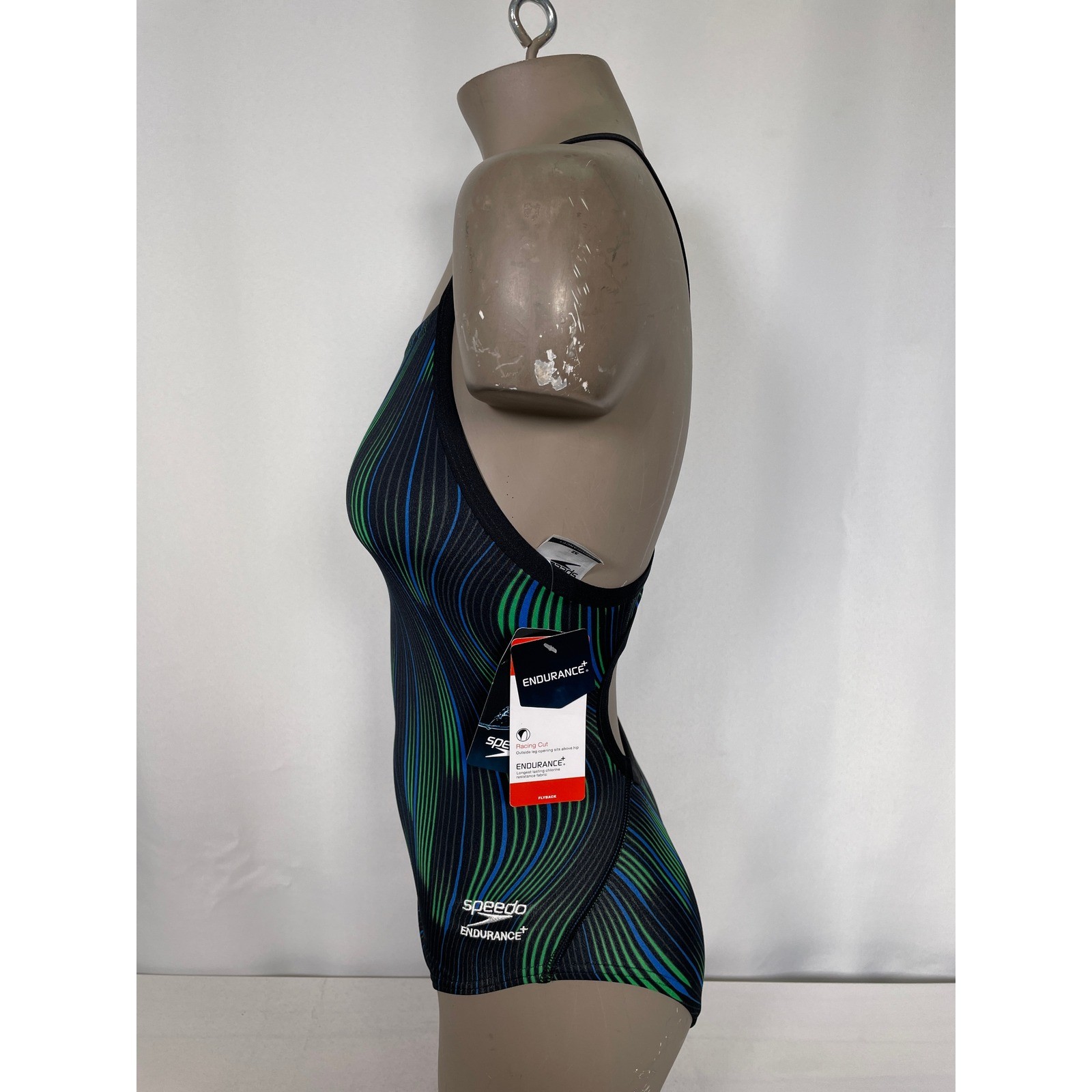 Speedo Endurance+ Racing Cut Flyback Blue Swimsuit One Piece Women’s 32 NWT