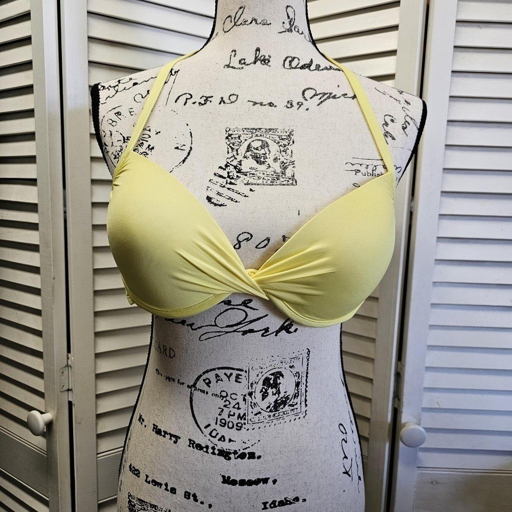 MOSSIMO Yellow Halter Neck Padded Underwire Bikini Top Womens Large