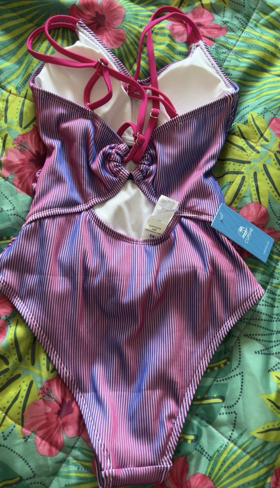 CUPSHE Women’s One Piece Swimsuit Bathing Suit Pink/Blue Size X-Small