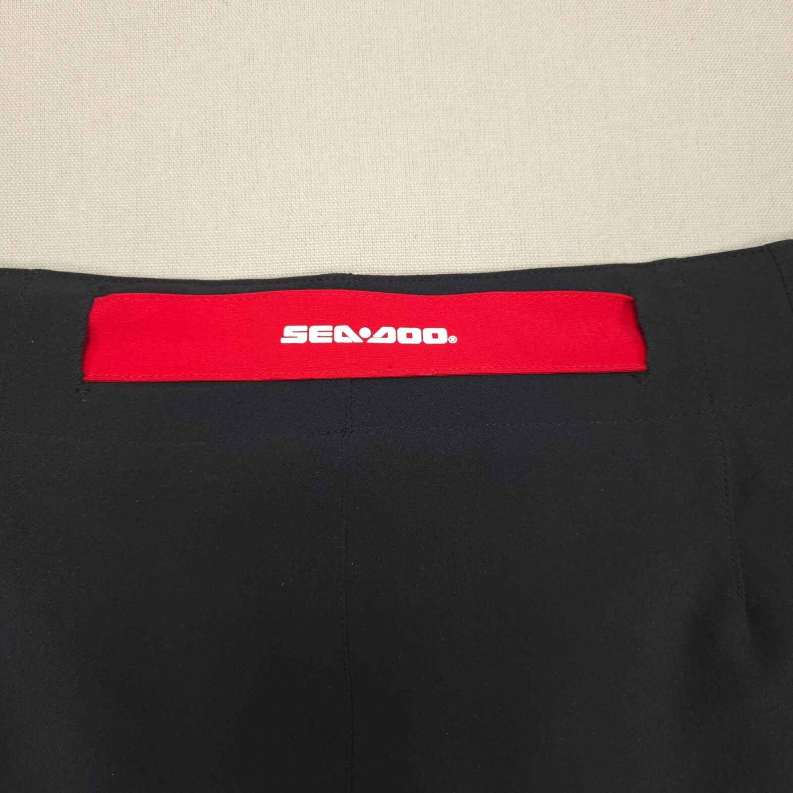 BRP Sea-Doo Board Shorts Swim Trunks Quick Dry Lined Black Red Accents Size 12