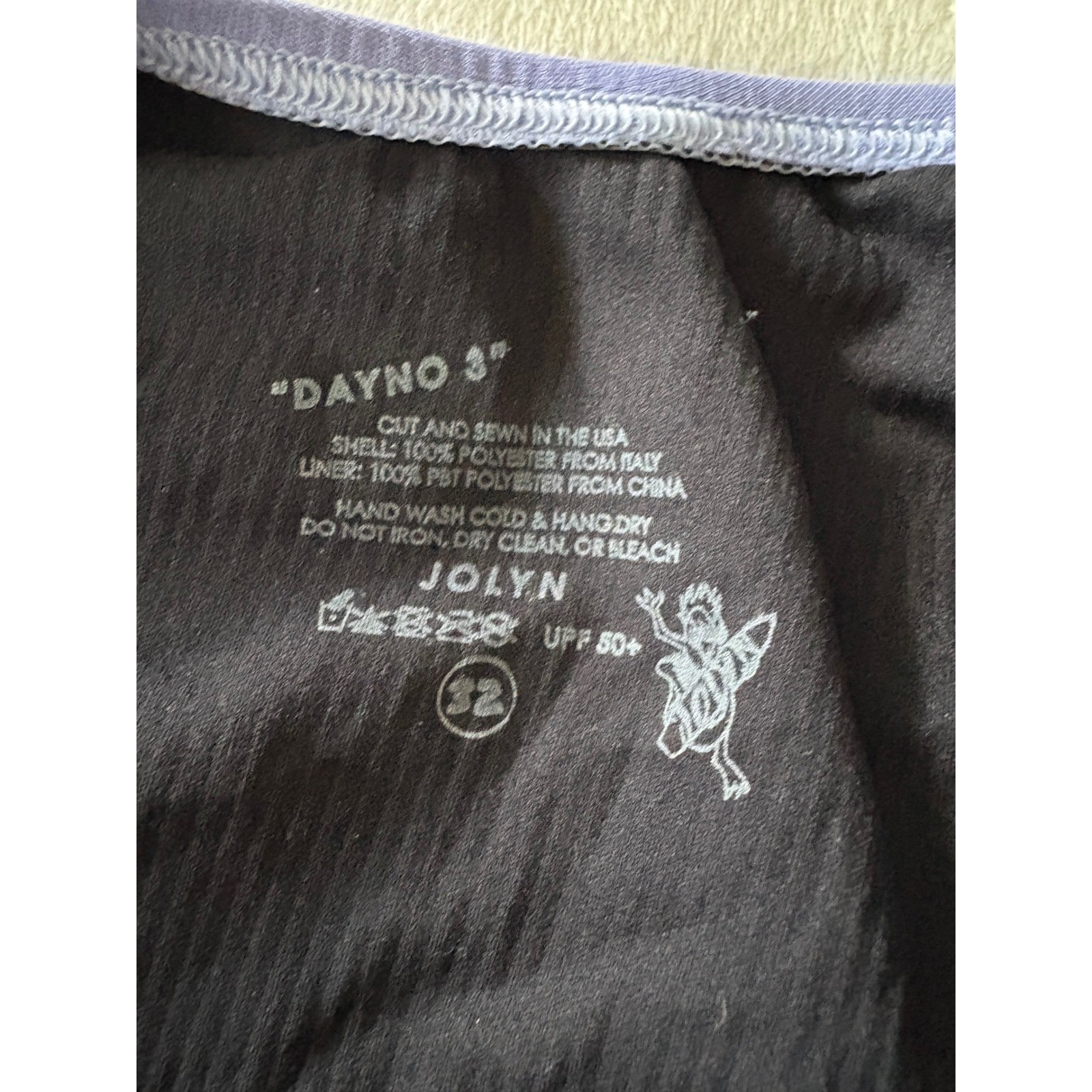 Jolyn Dayno 3 Lavender Purple One Piece Training Swimsuit Size 32 Tie Back UPF