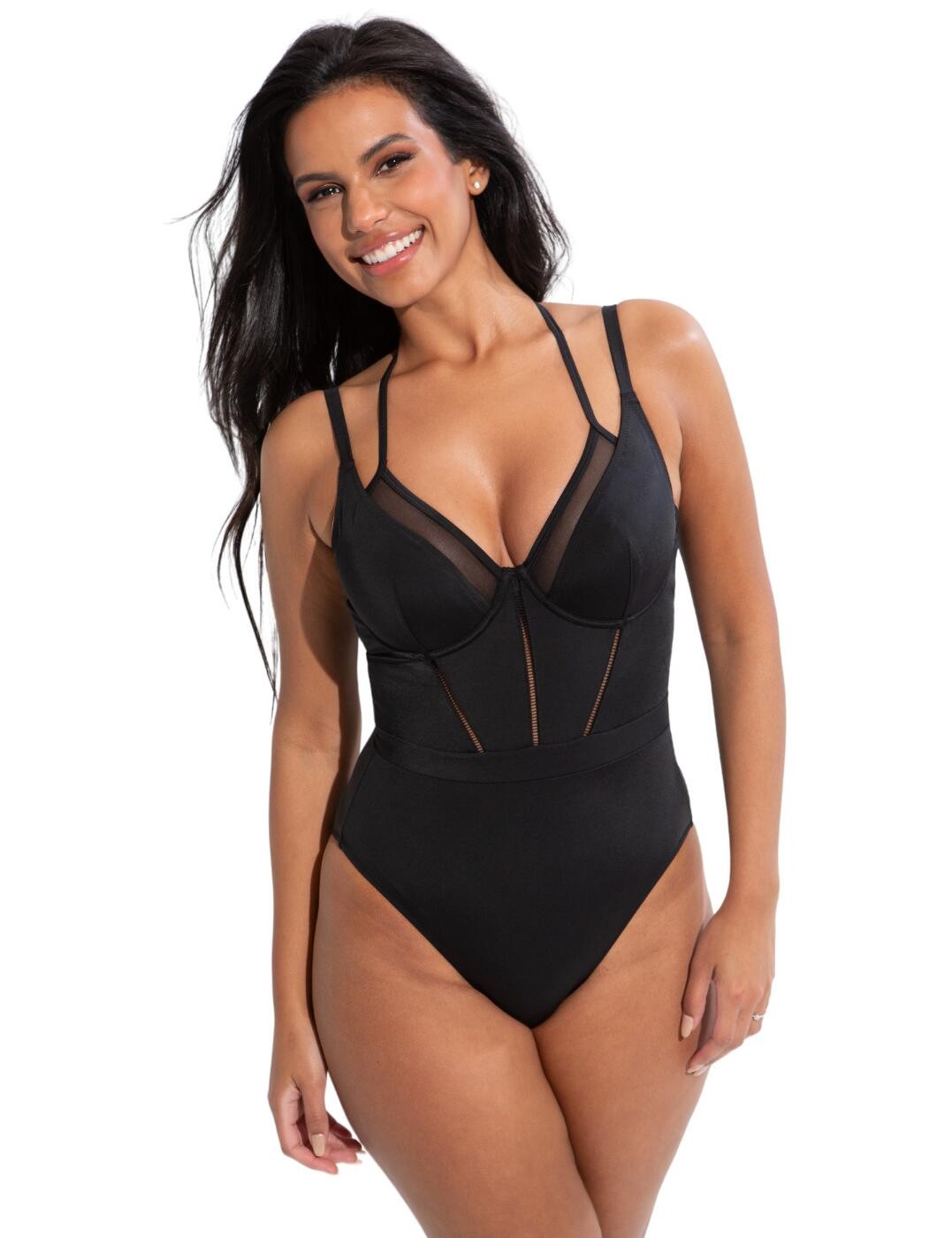 Pour Moi Sydney Swimsuit Double Strap Underwired Padded Womens Swimwear 31524
