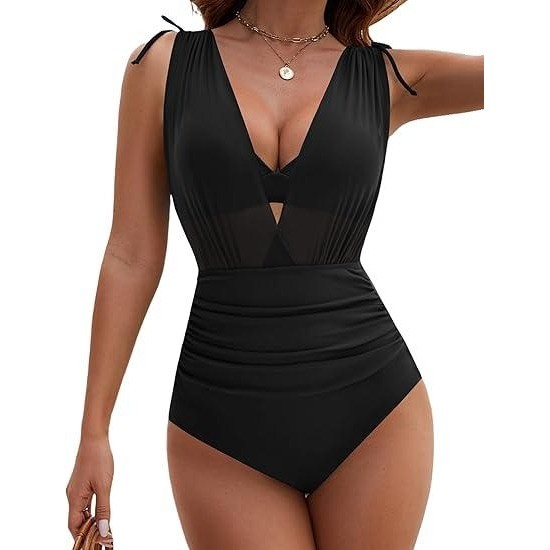 MSRP $20 BMJL Women’s Black M One Piece Swimsuit Mesh Bathing Suit Tummy Contro