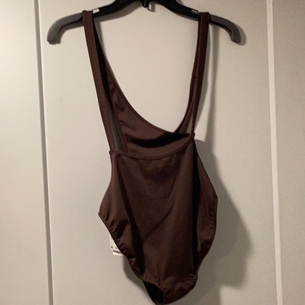 NWT Adidas Size M Water Icons Swimsuit Brown/Black