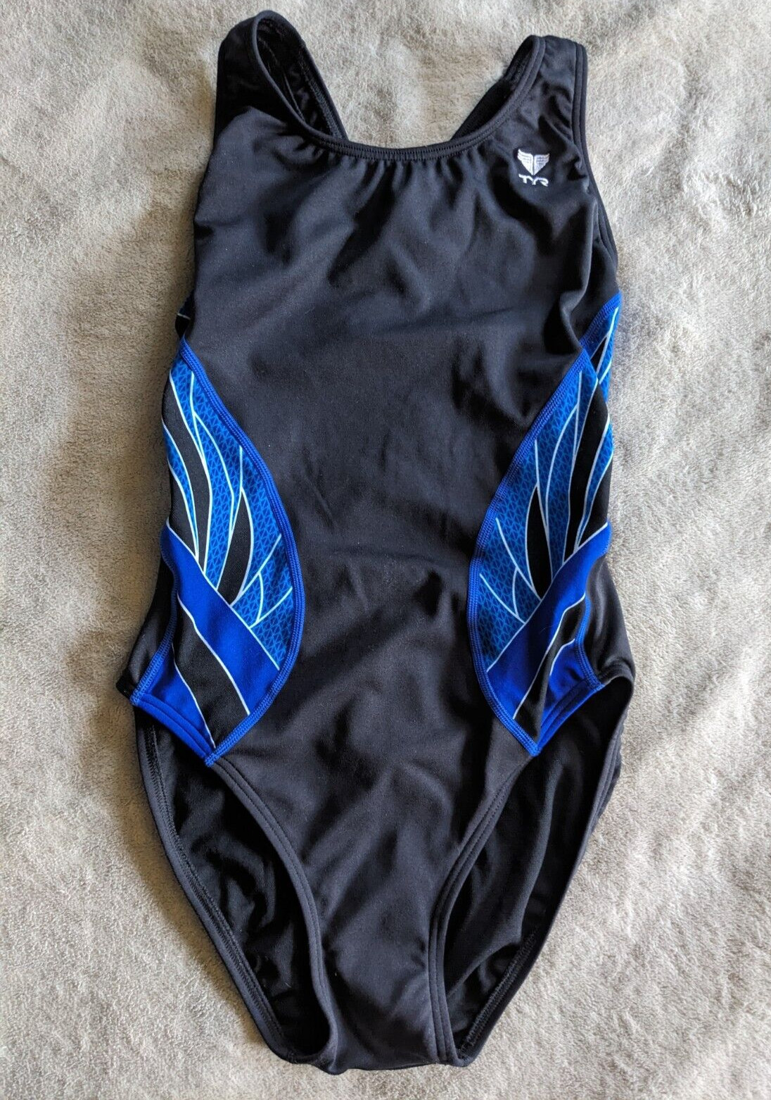 TYR One Piece Swimsuit Womens Sz 34 Black Blue White NEW NWOT