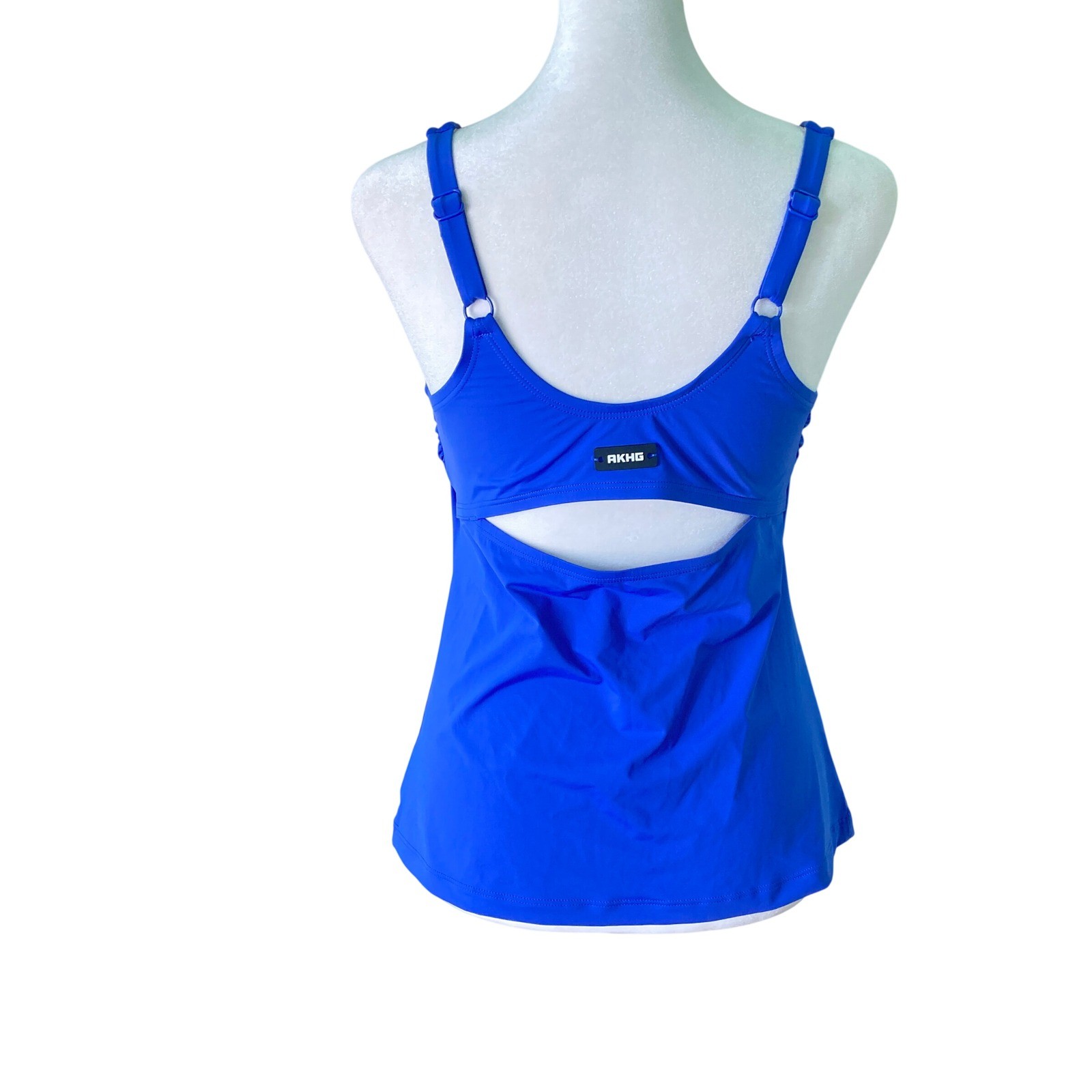 Duluth Trading AKHG Lost Lake Built-In Bra Tankini Blue UPF 50 Adjustable Size 4