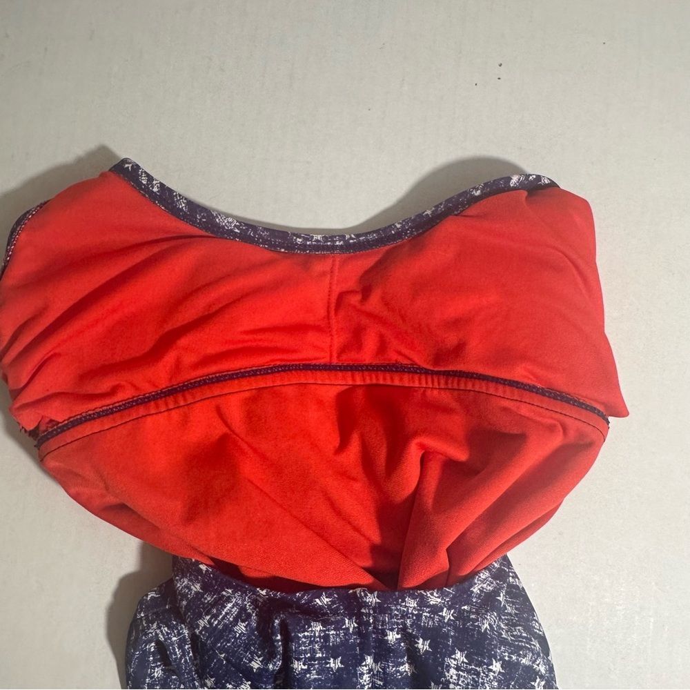 Mossimo Womens Swimsuit One Piece Red White Blue Patriotic Stars Stripes Size M
