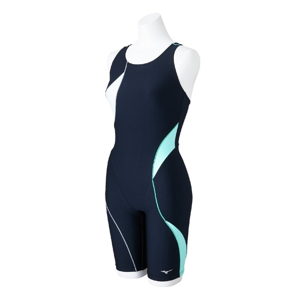 Mizuno Women’s Swim Fitness All-in-One Swimsuit Stroke ONE Black/L.Gray/Neo Mint