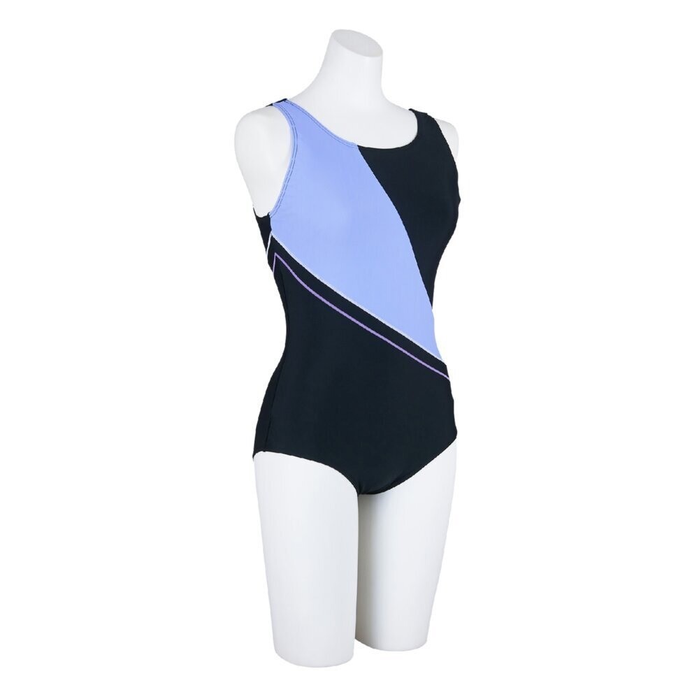 Mizuno Women’s Aqua Fitness One-Piece Swimsuit Color-Block Design Black/Lavender