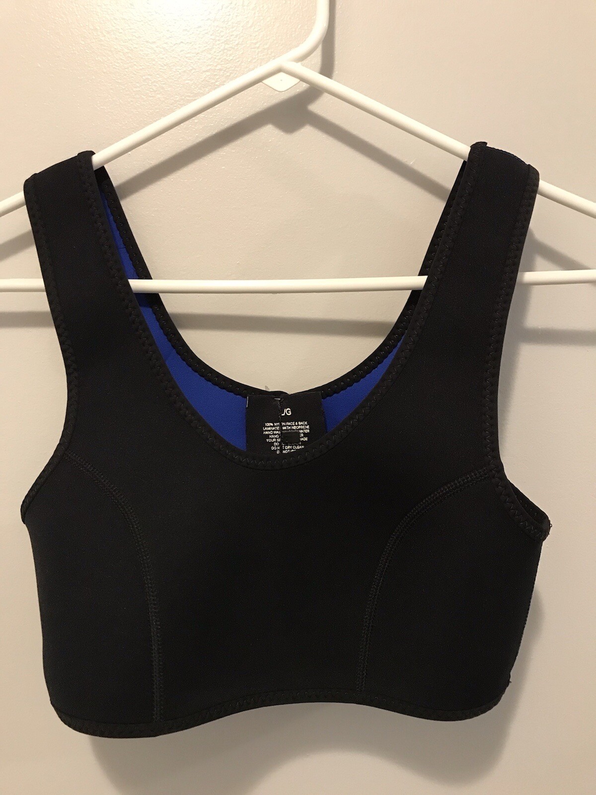 Akela Surf Womens Reversible Black/Blue Neoprene Bikini Top Size Large NWT
