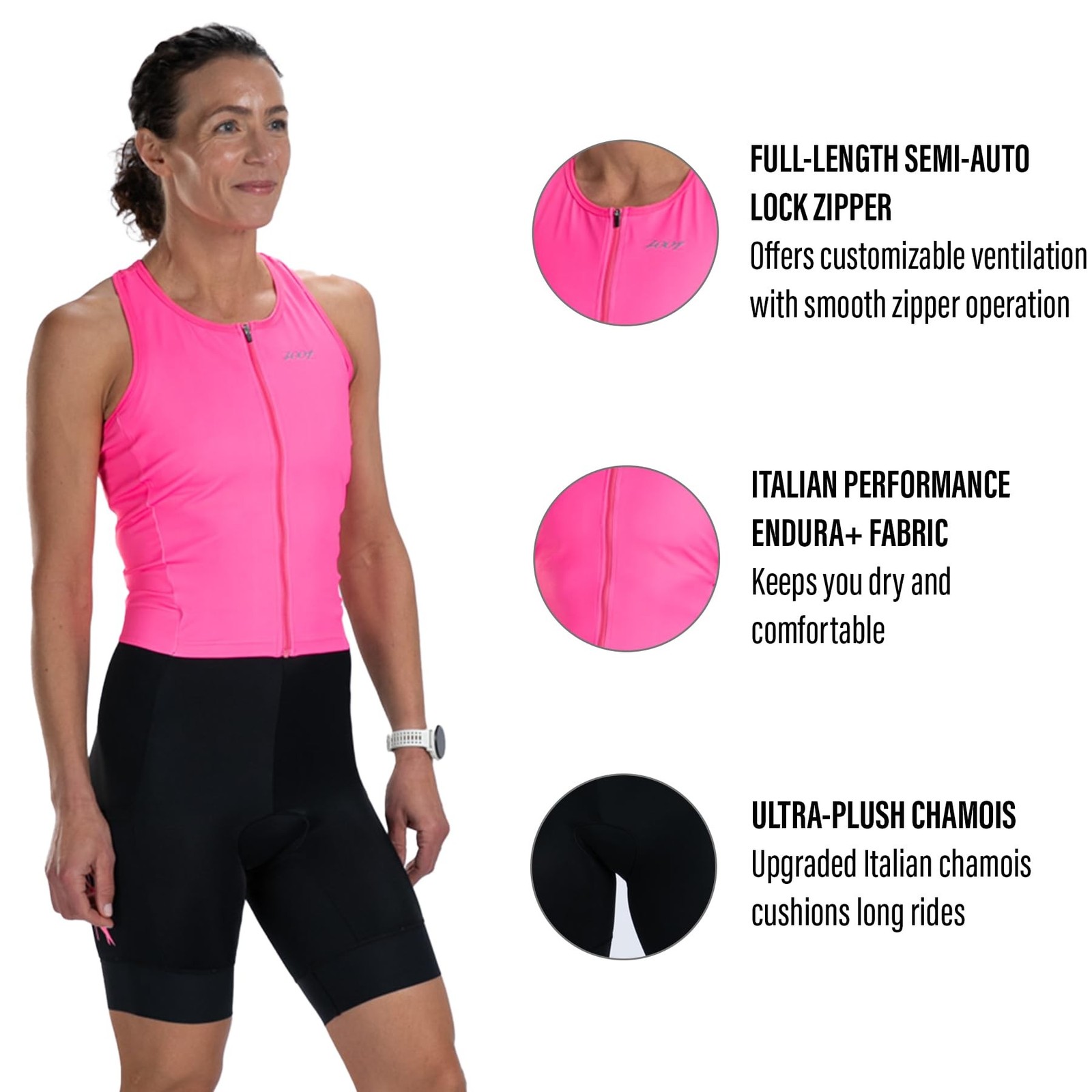 Zoot Women’s Core Sleeveless Tri Aero SLVS FZ Racesuit, Quick-Dry Sleevele