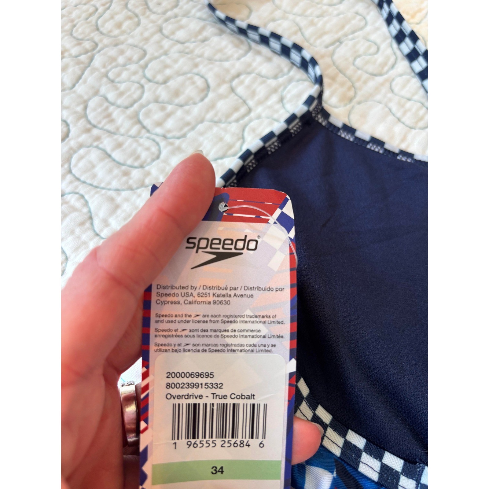 Speedo Overdrive One Piece Swimsuit True Cobalt Stars Stripes Red White Blue 34