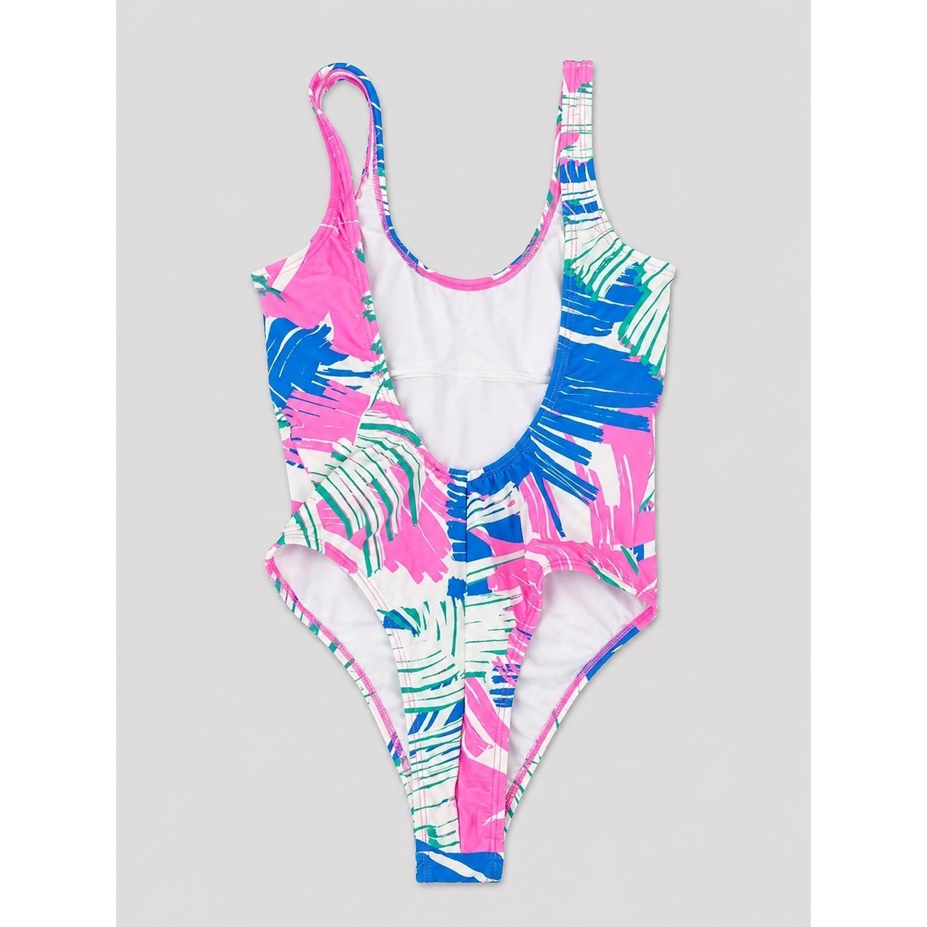 Sports Illustrated Palm Print One Piece Swimsuit Pink Blue Tropical Women’s L
