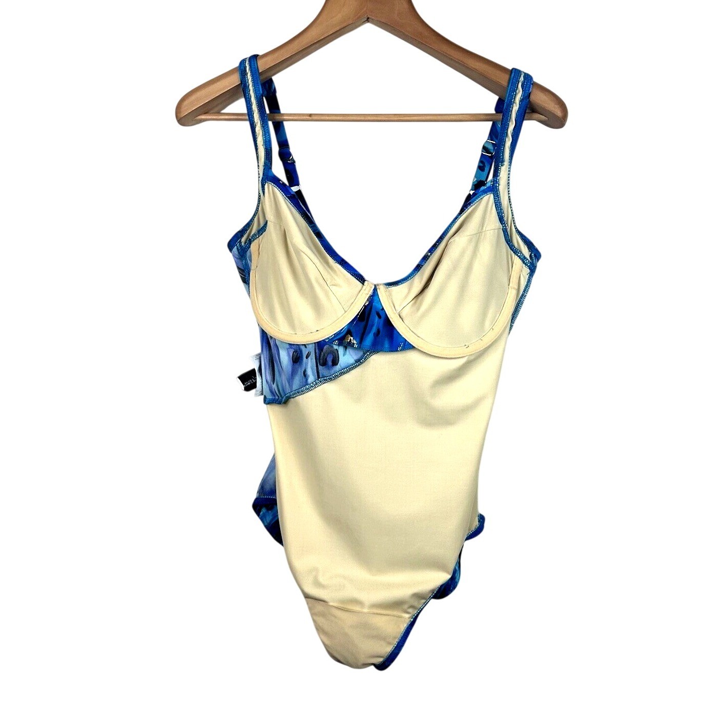 Miraclesuit Animal Magnetism Temptress Wrap One Piece Swimsuit Blue Gold Size 6?