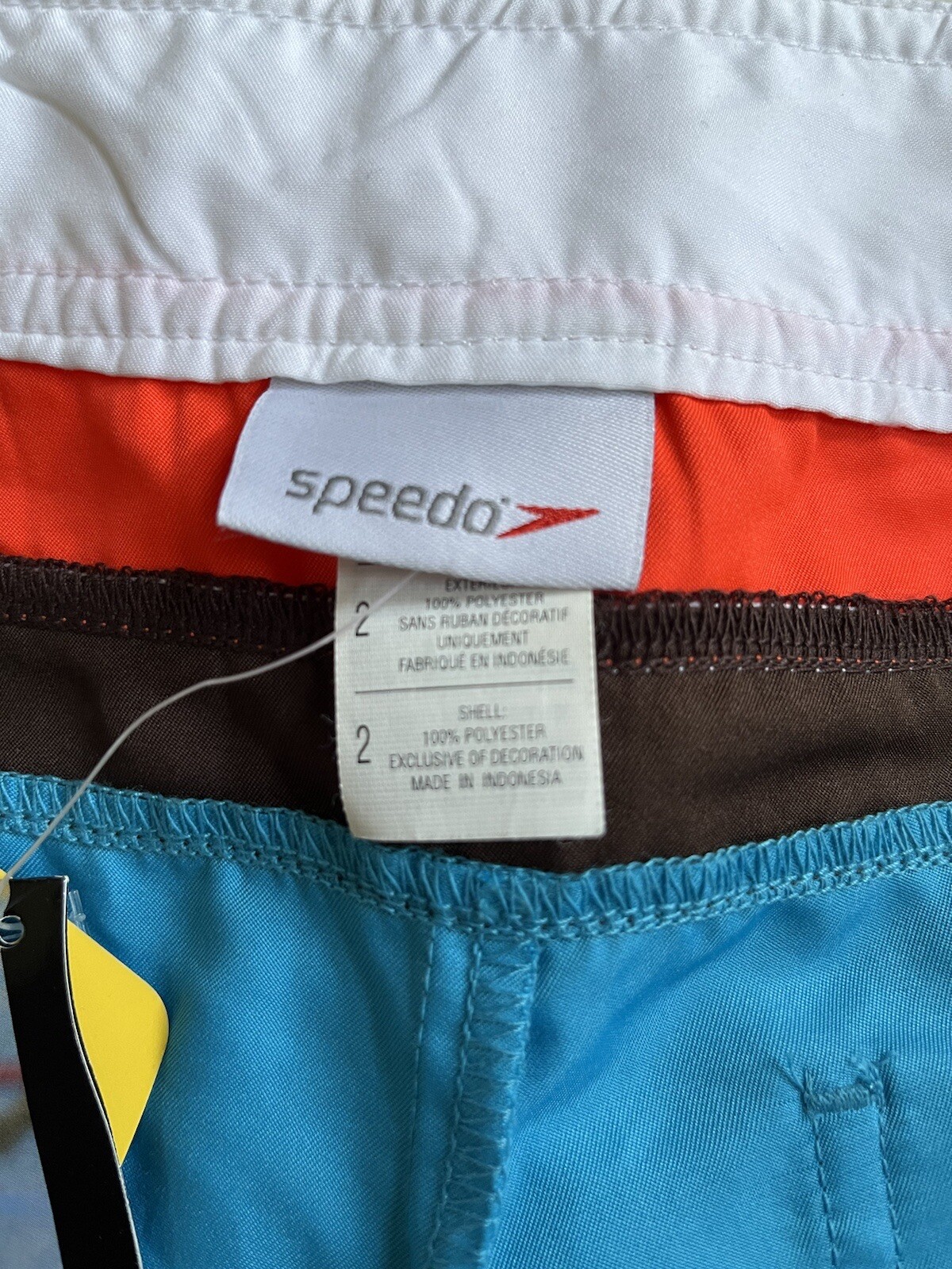 Speedo Women’s Board Swim Shorts Sz 2 Blue Orange Blocket USA 2004 Dive Team