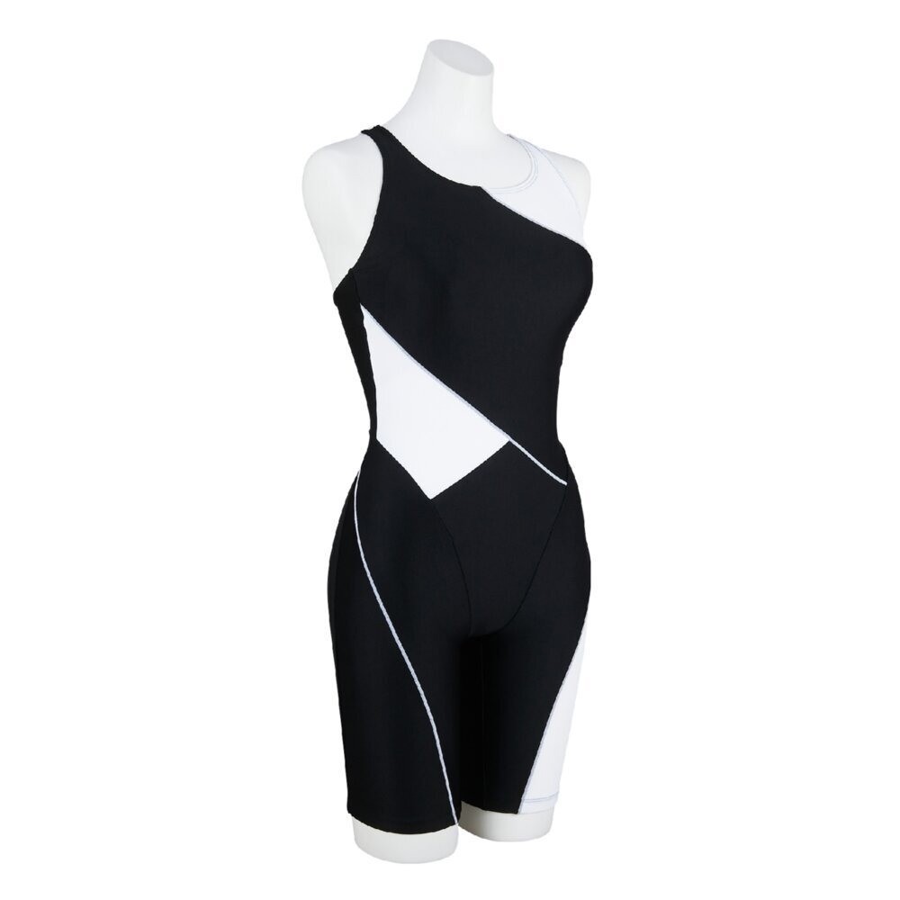 Mizuno Women’s Swim Fitness All-in-One Swimsuit Two-Tone Design Black/White 2025