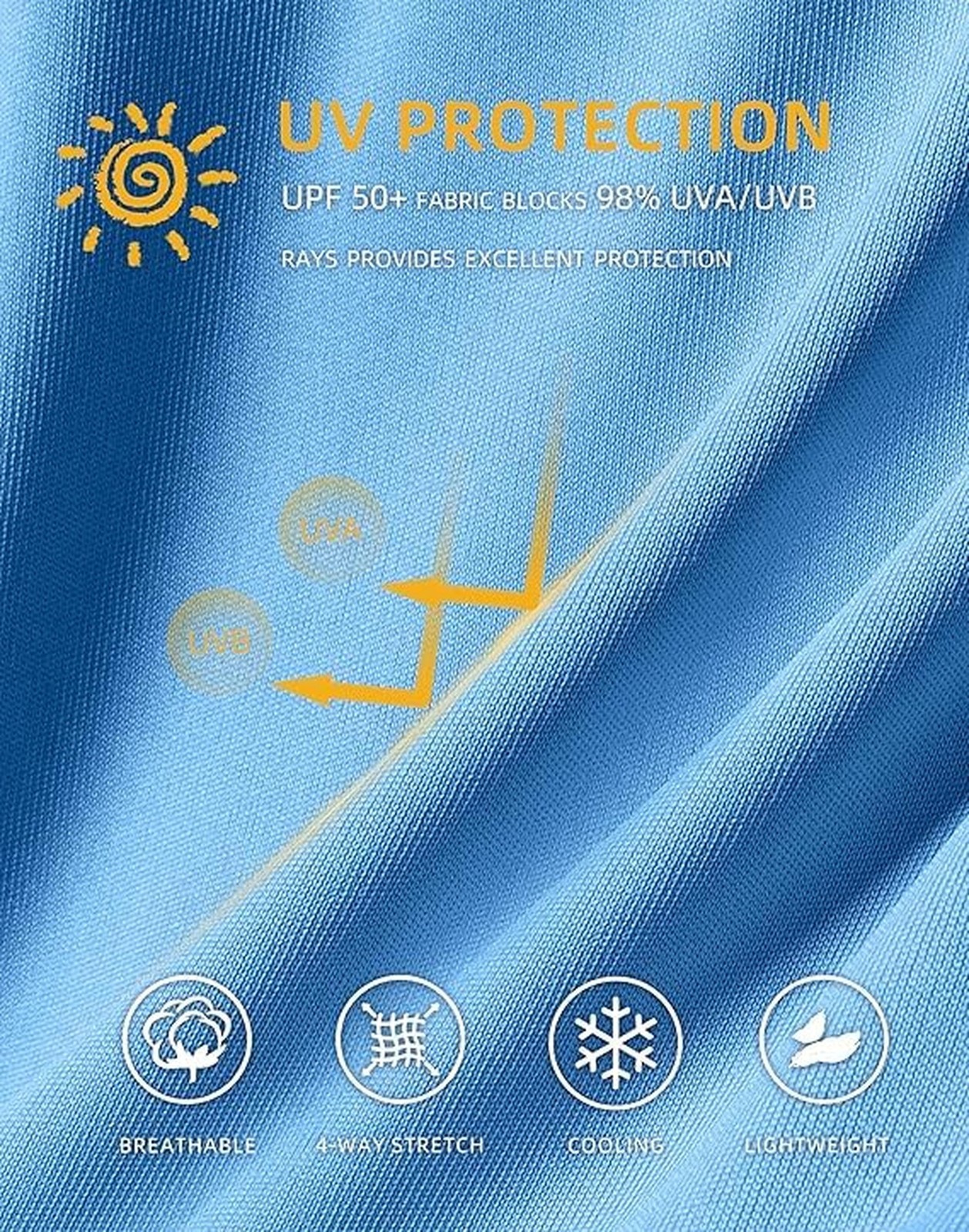 Men’s UPF 50+ Sun Protection Long Sleeve Rash Guard Shirts X-Large Blue